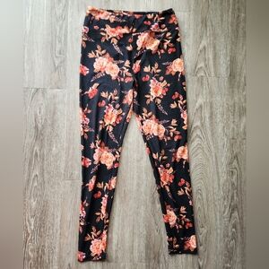LuLaRoe Black and Floral Leggings